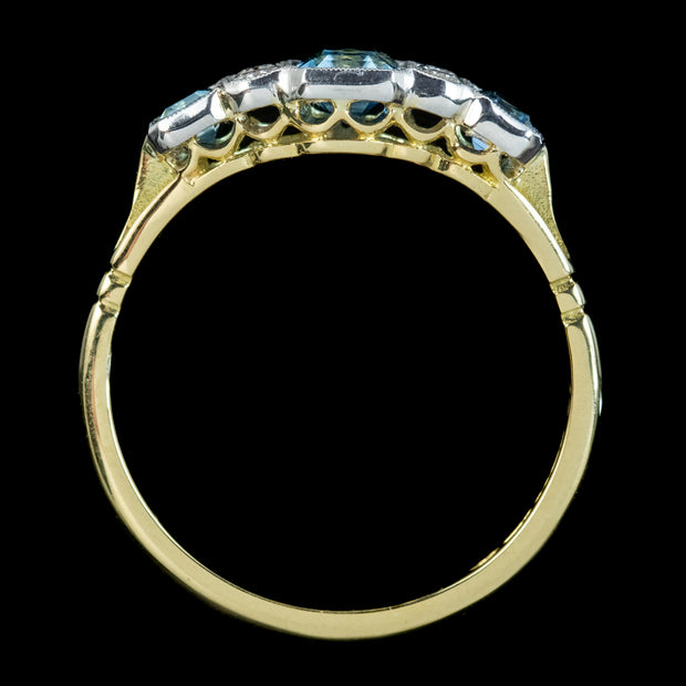 Art Deco Style Aquamarine Diamond Ring 0.85ct Aqua