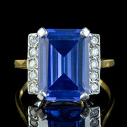 Art Deco Style Blue Cubic Zirconia Cocktail Ring 