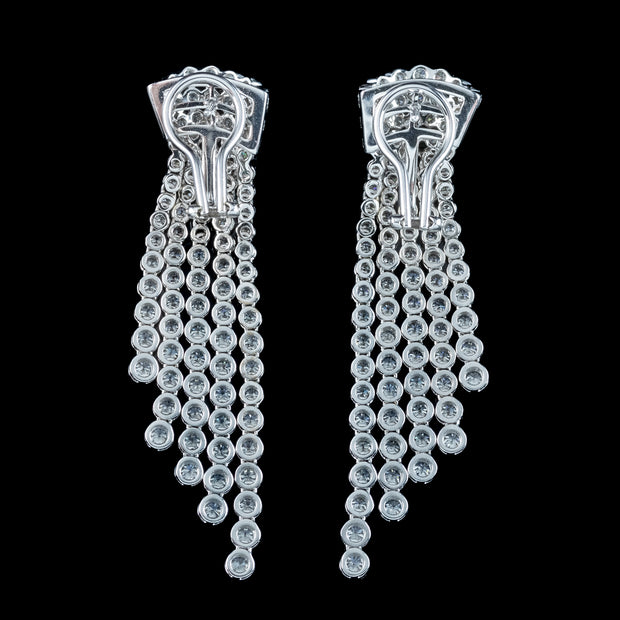 Art Deco Style Diamond Chandelier Tassel Earrings 18ct Gold 6.5ct Total