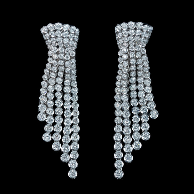 Art Deco Style Diamond Chandelier Tassel Earrings 18ct Gold 6.5ct Total