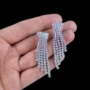 Art Deco Style Diamond Chandelier Tassel Earrings 18ct Gold 6.5ct Total