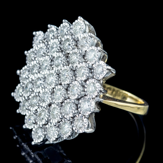 Diamond Cluster Cocktail Ring 2.2ct Total