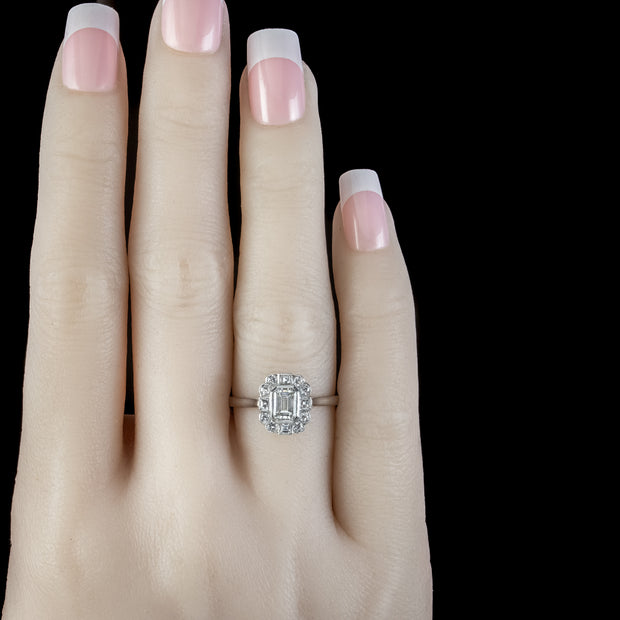 Art Deco Style Diamond Cluster Ring 1.1ct Diamond