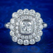 Art Deco Style Diamond Cluster Ring 2.42ct Total