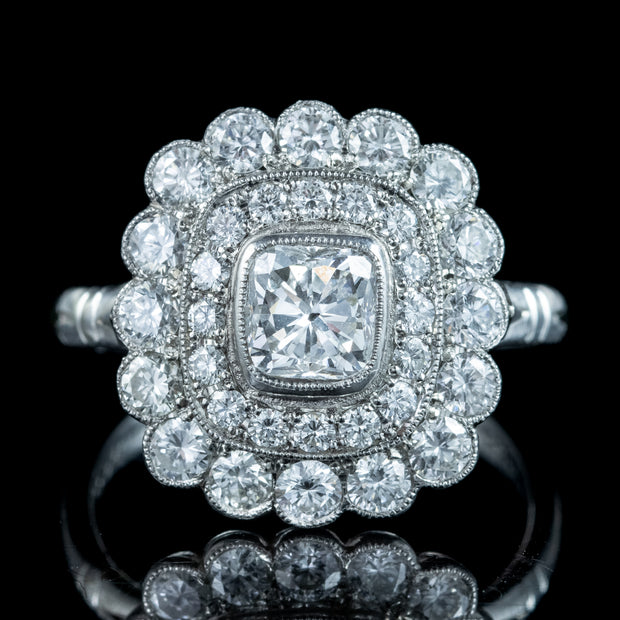 Art Deco Style Diamond Cluster Ring 2.42ct Total