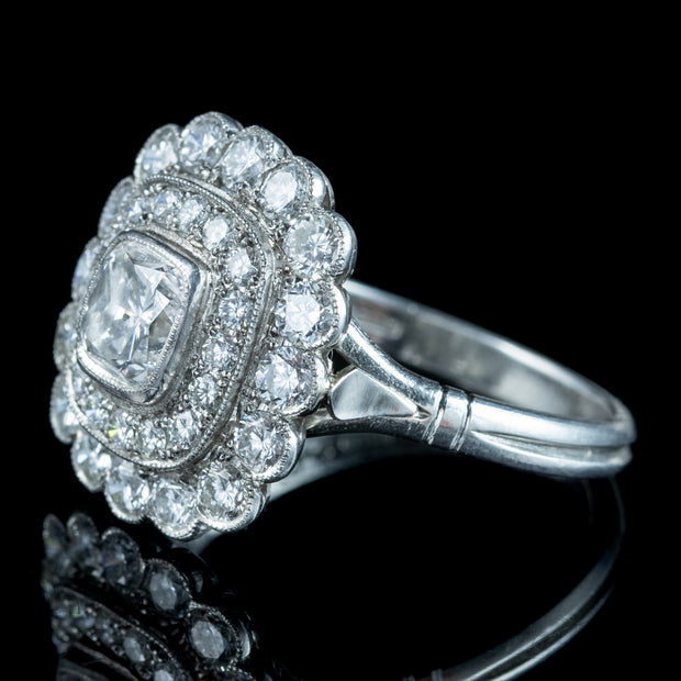 Art Deco Style Diamond Cluster Ring 2.42ct Total