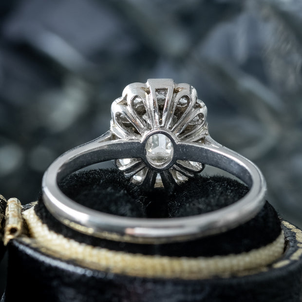 Art Deco Style Diamond Cluster Ring 1.1ct Diamond