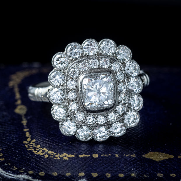 Art Deco Style Diamond Cluster Ring 2.42ct Total