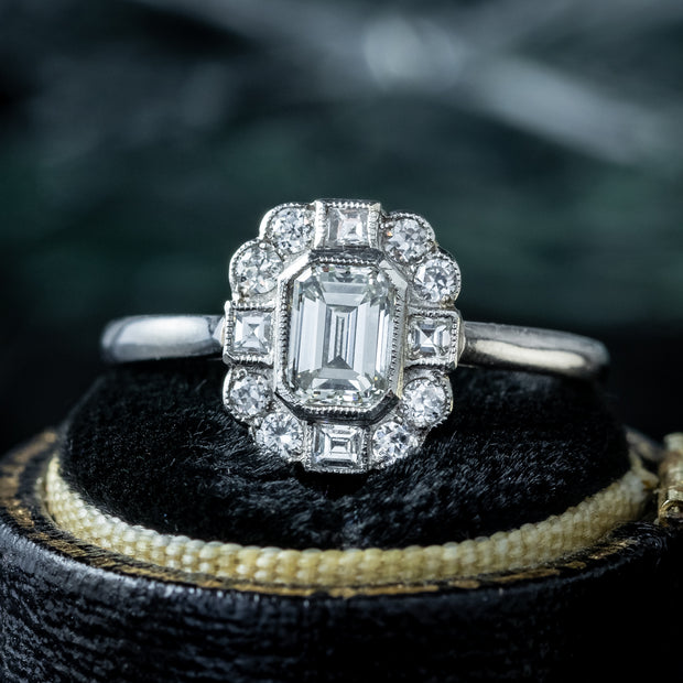 Art Deco Style Diamond Cluster Ring 1.1ct Diamond