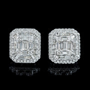 Art Deco Style Diamond Cluster Stud Earrings 18ct Gold 2.25ct Total