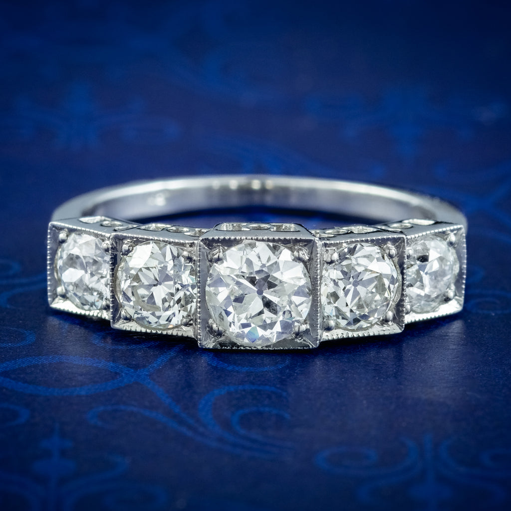 Art Deco Style Diamond Five Stone Ring 2ct Diamond Laurelle