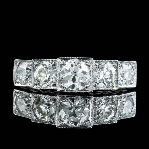 Art Deco Style Diamond Five Stone Ring 2ct Diamond