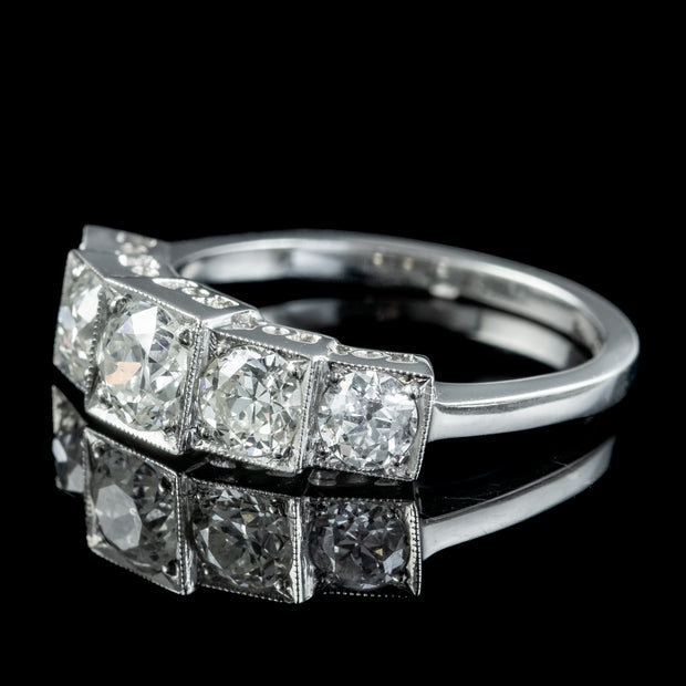 Art Deco Style Diamond Five Stone Ring 2ct Diamond