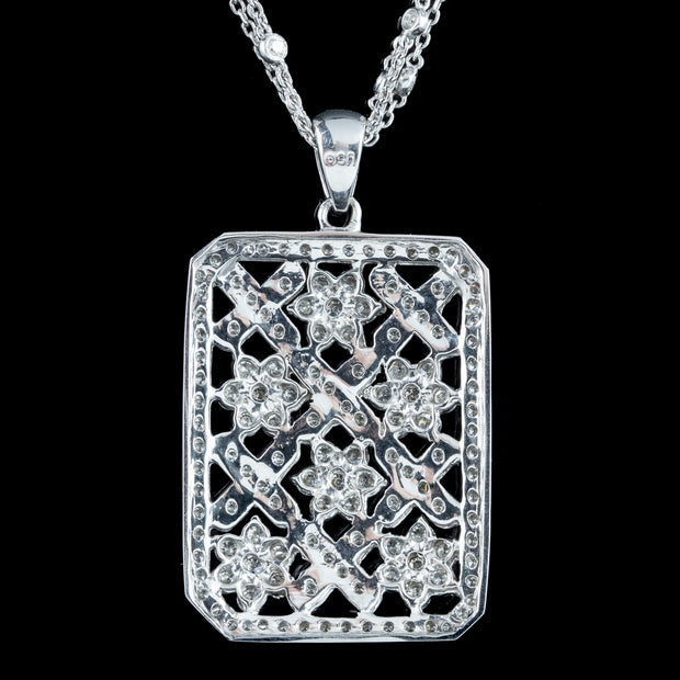 Art Deco Style Diamond Pendant Necklace 14ct Gold 8ct Of Diamond