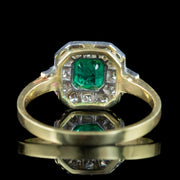 Art Deco Style Emerald Diamond Cluster Ring 0.40ct Emerald