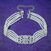 Art Deco Style Five Strand Pearl Choker Necklace 