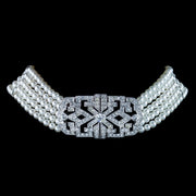 Art Deco Style Five Strand Pearl Choker Necklace 