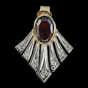 Art Deco Style Garnet Diamond Fan Earrings 9ct Gold