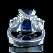 Art Deco Style Sapphire Moissanite Trilogy Ring 6ct Lab Created Sapphire