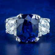 Art Deco Style Sapphire Moissanite Trilogy Ring 6ct Lab Created Sapphire