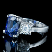 Art Deco Style Sapphire Moissanite Trilogy Ring 6ct Lab Created Sapphire