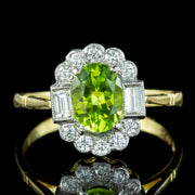 Art Deco Style Peridot Diamond Cluster Ring 1.3ct Peridot