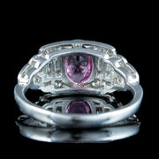 Art Deco Style Pink Sapphire Diamond Cluster Ring 0.65ct Sapphire