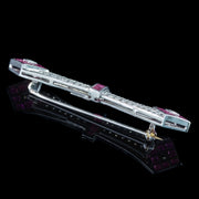 Art Deco Style Ruby Diamond Bar Brooch 18ct Gold