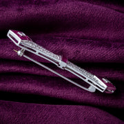 Art Deco Style Ruby Diamond Bar Brooch 18ct Gold