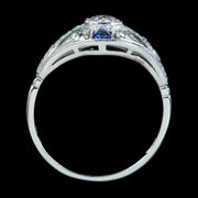Art Deco Style Sapphire Diamond Cluster Ring 1.05ct Of Diamond