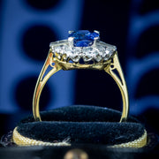 Art Deco Style Sapphire Diamond Cluster Ring 2ct Blue Sapphire