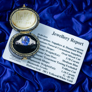 Art Deco Style Sapphire Diamond Trilogy Ring 3.7ct Sapphire With Cert