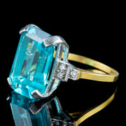 Art Deco Style Synthetic Blue Aquamarine Cocktail Ring