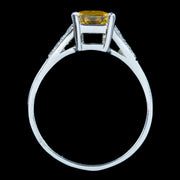 Art Deco Style Yellow Sapphire Diamond Ring 1.8ct Sapphire