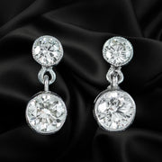 Art Deco Style Diamond Drop Stud Earrings 18ct Gold 0.80ct Diamond