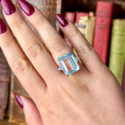 Art Deco Aquamarine Diamond Cocktail Ring 12ct Aqua