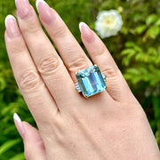 Art Deco Style Aquamarine Diamond Cocktail Ring 28ct Aqua