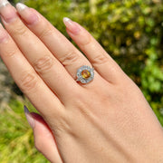 Art Deco Style Yellow Sapphire Diamond Cluster Ring 1.2ct Sapphire