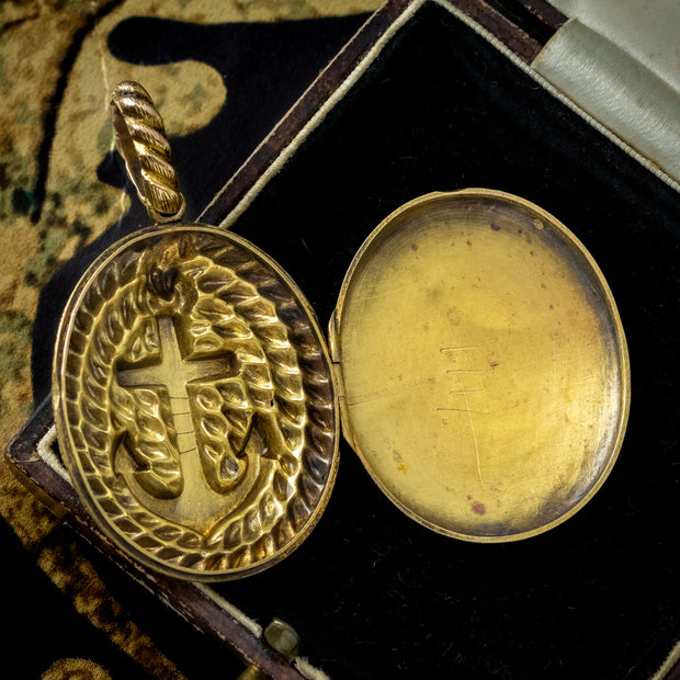 Antique Victorian Anchor Locket 15ct Gold