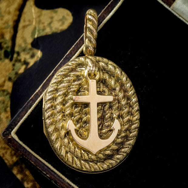 Antique Victorian Anchor Locket 15ct Gold