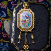 Antique Victorian Pendant Brooch Bird Nest Forget Me Not Portrait 18ct Gold