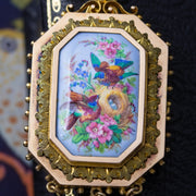 Antique Victorian Pendant Brooch Bird Nest Forget Me Not Portrait 18ct Gold