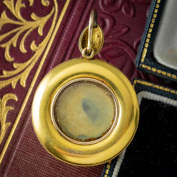 Antique Victorian Garnet Pendant Locket 15ct Gold Etruscan Revival 
