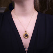 Antique Victorian Garnet Pendant Locket 15ct Gold Etruscan Revival