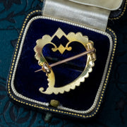 Antique Victorian Witches Heart Brooch Pearl Turquoise 15ct Gold 