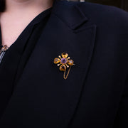 Antique Victorian Clover Brooch Amethyst Pearl Citrine  15ct Gold