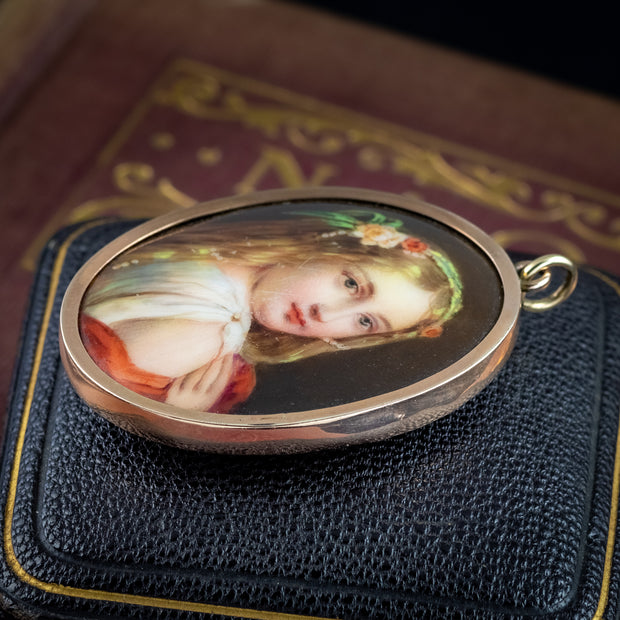 Antique Victorian Pendant Locket With Portrait Miniature And Photo 9ct Gold