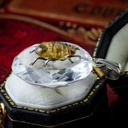 Antique Victorian Scarab Pendant Rock Crystal Citrine Beetle 