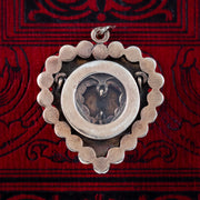 Antique Victorian Heart Locket Garnet Pearl 