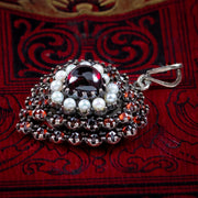 Antique Victorian Heart Locket Garnet Pearl 